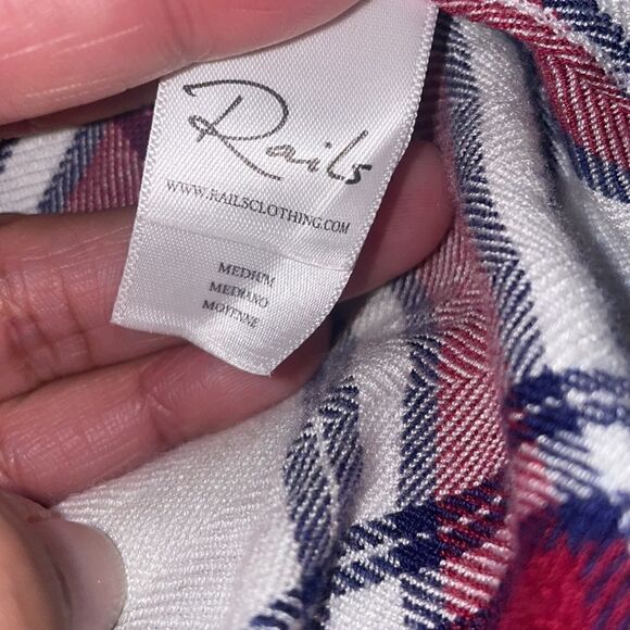 Rails Plaid Long Sleeve Button-Down Shirt white/ maroon - Picture 6 of 7